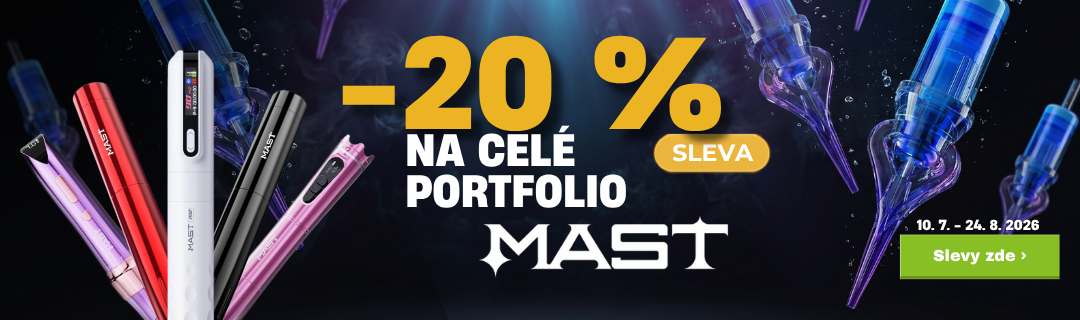 Sleva 20% na celou značku tetovac&iacute;ch strojků a cartridge Mast